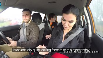 Milf examiner gets two big cocks in car